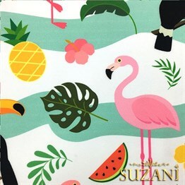 Flamingo ve Tukan Desenli Kumaş