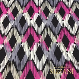 Fuşya Gri Baklava İkat Kumaş