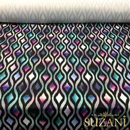 Fuşya Mavi Baklava İkat Kumaş