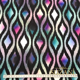 Fuşya Mavi Baklava İkat Kumaş