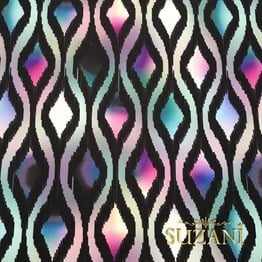 Fuşya Mavi Baklava İkat Kumaş