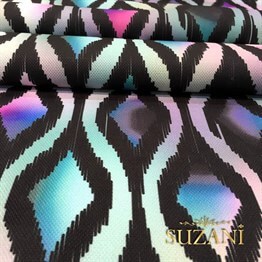 Fuşya Mavi Baklava İkat Kumaş