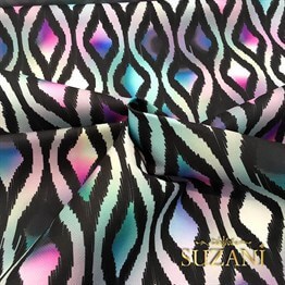 Fuşya Mavi Baklava İkat Kumaş