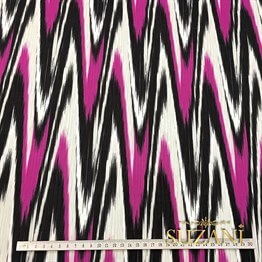 Fuşya Siyah İkat Kumaş