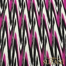 Fuşya Siyah İkat Kumaş