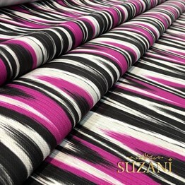 Fuşya Siyah İkat Kumaş