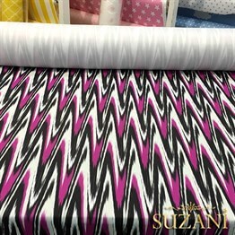 Fuşya Siyah İkat Kumaş