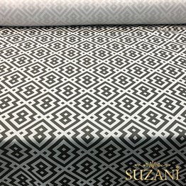 Gri Beyaz Geometrik Baklava Desenli Kumaş