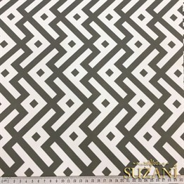 Gri Beyaz Geometrik Balık Desenli Kumaş