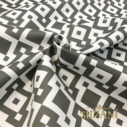 Gri Beyaz Geometrik Dijital Baskılı Kumaş