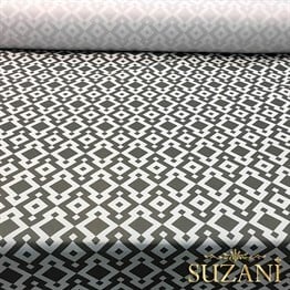 Gri Beyaz Geometrik Dijital Baskılı Kumaş