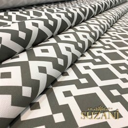 Gri Beyaz Geometrik Dijital Baskılı Kumaş