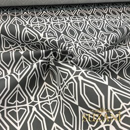 Gri Beyaz Geometrik Kumaş