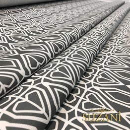 Gri Beyaz Geometrik Kumaş