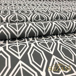 Gri Beyaz Geometrik Kumaş