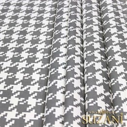 Gri Büyük Kazayağı Desenli Kumaş