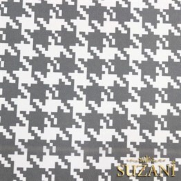 Gri Büyük Kazayağı Desenli Kumaş