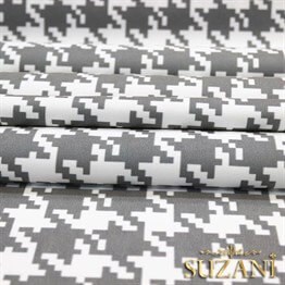 Gri Büyük Kazayağı Desenli Kumaş