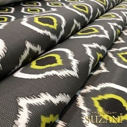 Gri İkat Göz Desenli Kumaş