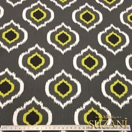 Gri İkat Göz Desenli Kumaş