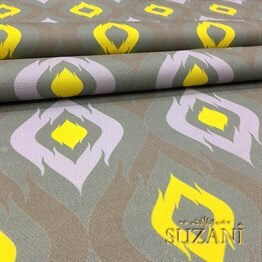 Gri Kahve Göz Desenli Kumaş