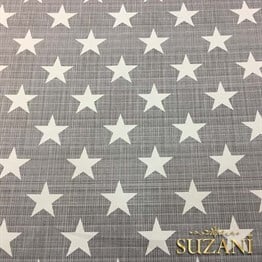 Gri Keten Efektli Yıldızlı Döşemelik Kumaş