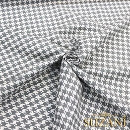 Gri Küçük Kazayağı Desenli Kumaş