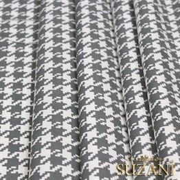 Gri Küçük Kazayağı Desenli Kumaş