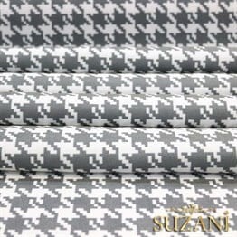 Gri Küçük Kazayağı Desenli Kumaş