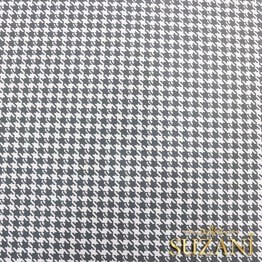 Gri Küçük Kazayağı Desenli Kumaş