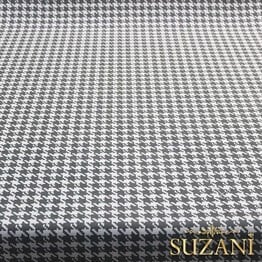 Gri Küçük Kazayağı Desenli Kumaş