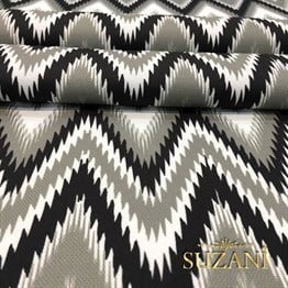 Gri Siyah Geçişli Zigzag Kumaş