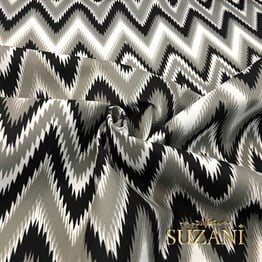 Gri Siyah Geçişli Zigzag Kumaş