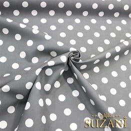 Gri Üzeri Beyaz Büyük Puanlı Kumaş