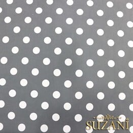 Gri Üzeri Beyaz Büyük Puanlı Kumaş