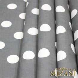 Gri Üzeri Beyaz Büyük Puanlı Kumaş