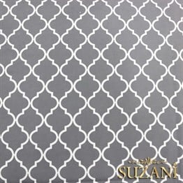 Gri Üzeri Beyaz Moroccan Desenli Kumaş