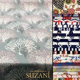 Gri Zemin Pembe Beyaz Mercan Desenli Kumaş