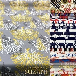 Gri Zemin Sarı Beyaz Mercan Desenli Kumaş