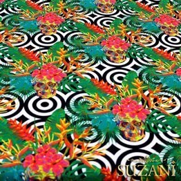 Halkalar Üzeri Kurukafa Desenli Kumaş