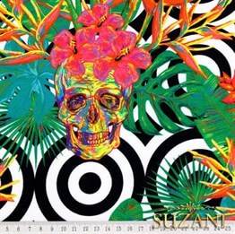 Halkalar Üzeri Kurukafa Desenli Kumaş