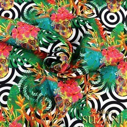 Halkalar Üzeri Kurukafa Desenli Kumaş