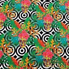 Halkalar Üzeri Kurukafa Desenli Kumaş