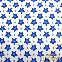 İkat Mavi Yıldız Desenli Kumaş
