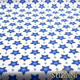 İkat Mavi Yıldız Desenli Kumaş