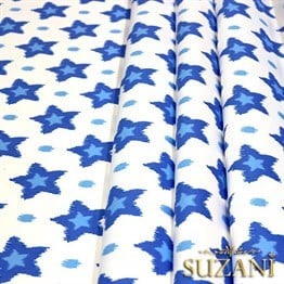 İkat Mavi Yıldız Desenli Kumaş