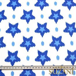 İkat Mavi Yıldız Desenli Kumaş