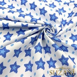 İkat Mavi Yıldız Desenli Kumaş
