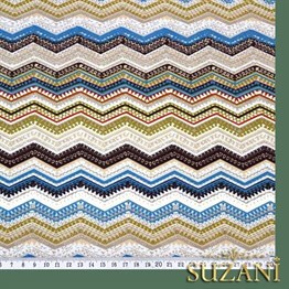 İkat Mavi Zİgzag Desenli Kumaş