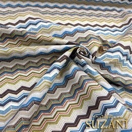 İkat Mavi Zİgzag Desenli Kumaş